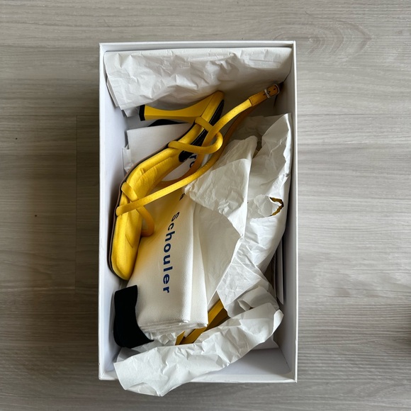 PROENZA SCHOULER YELLOW SATIN HEELS - Picture 6 of 12